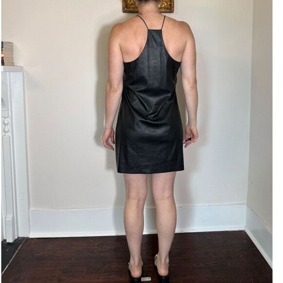 Lavendar Brown Moto Shift Dress in Black Pleather Size Medium - Picture 6 of 6